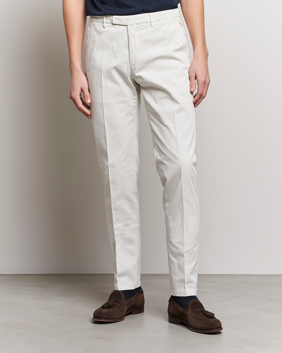 Uomini | Pantaloni | Boglioli | Cotton Stretch Chinos Off White
