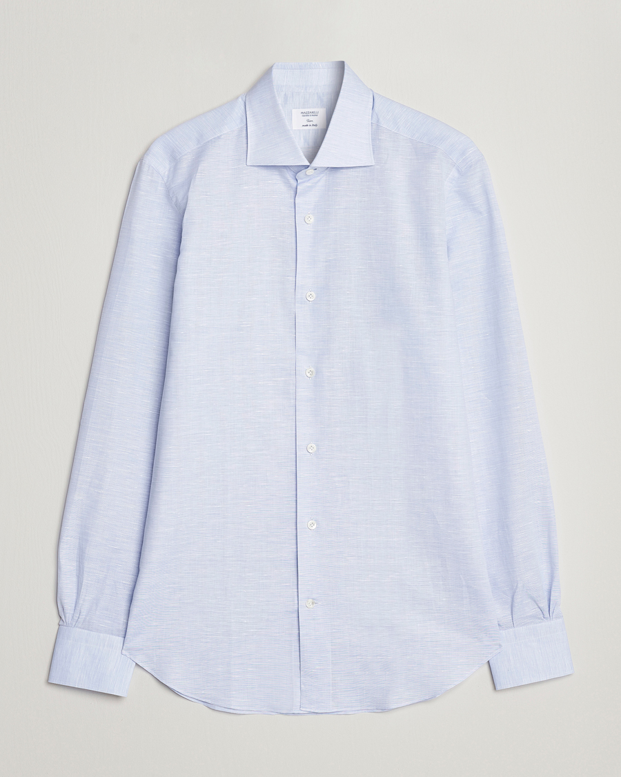Uomini | Camicie | Mazzarelli | Soft Cotton/Linen Shirt Light Blue