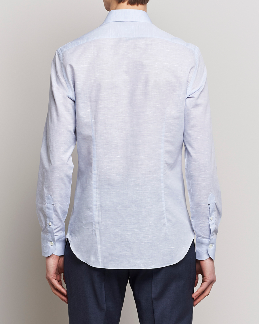 Uomini | Camicie | Mazzarelli | Soft Cotton/Linen Shirt Light Blue