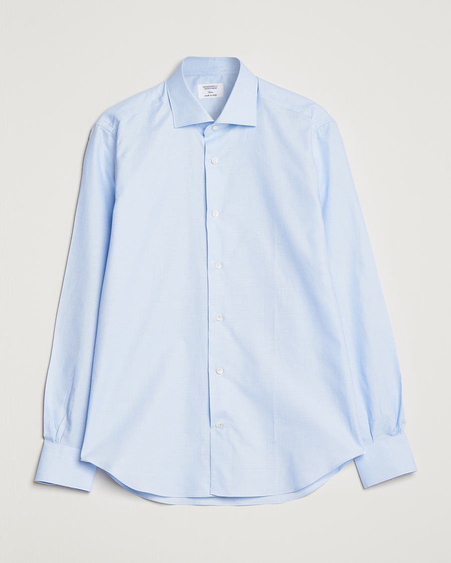 Uomini | Camicie | Mazzarelli | Soft Cotton Microweave Shirt Light Blue