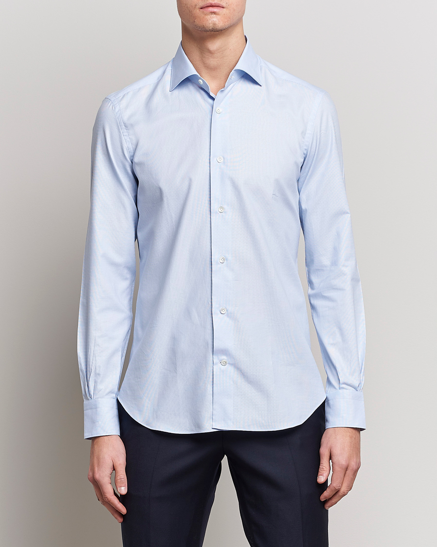 Uomini | Camicie | Mazzarelli | Soft Cotton Microweave Shirt Light Blue