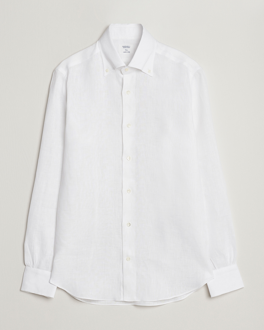 Uomini | Camicie | Mazzarelli | Soft Linen Button Down Shirt White