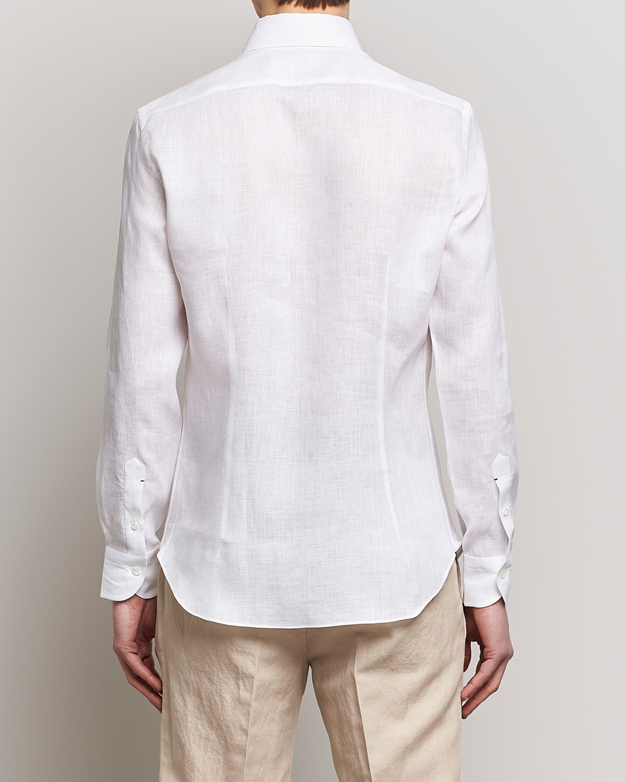 Uomini | Camicie | Mazzarelli | Soft Linen Button Down Shirt White