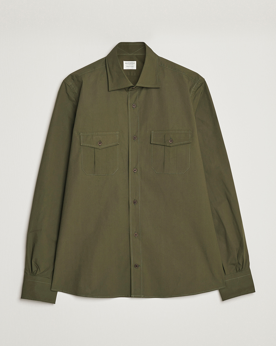 Uomini | Camicie | Mazzarelli | Safari Overshirt Olive