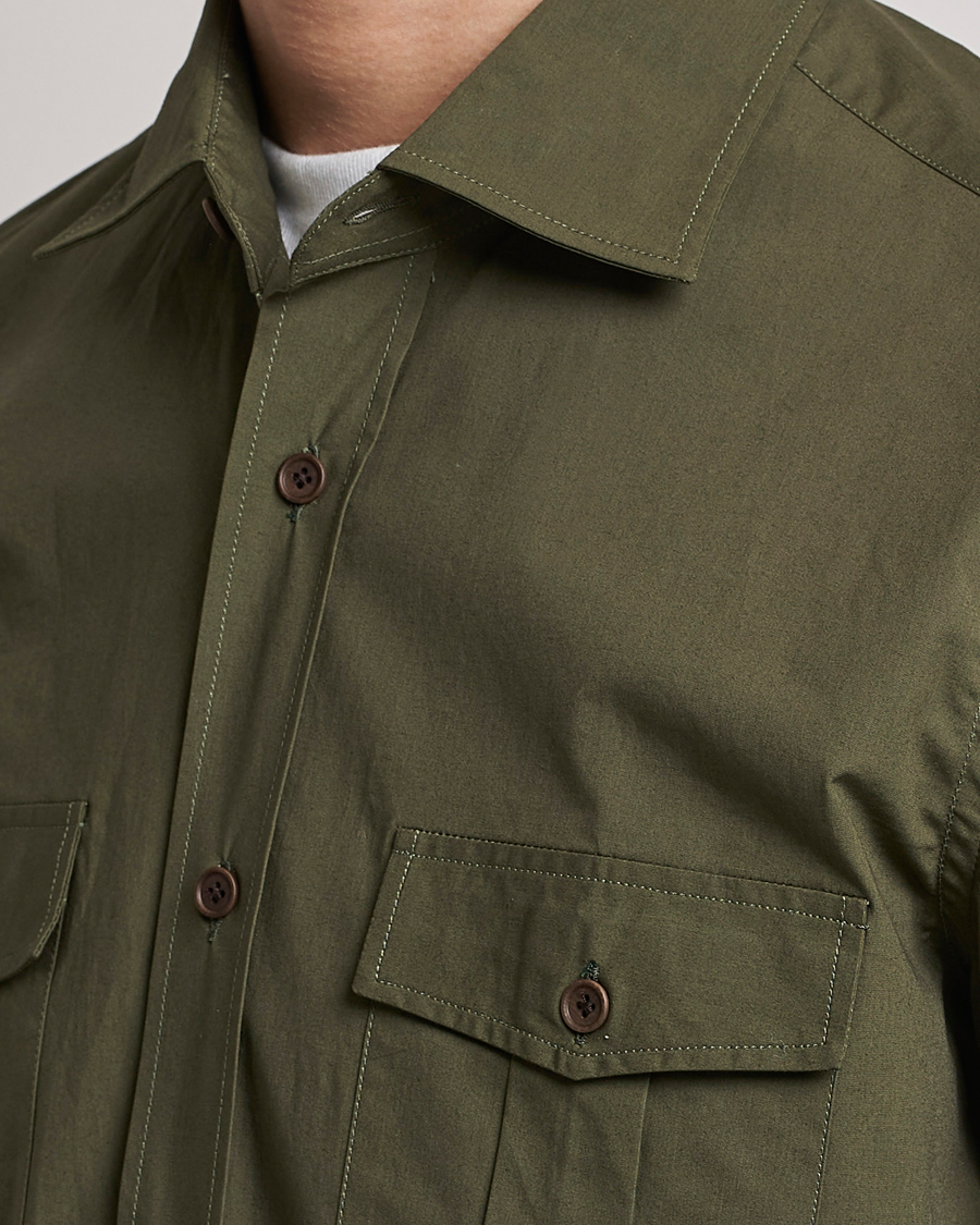 Uomini | Camicie | Mazzarelli | Safari Overshirt Olive