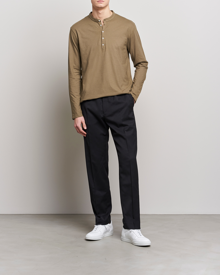 Uomini | Maglieria | Massimo Alba | Hawai Watercolor Henley Green Desert