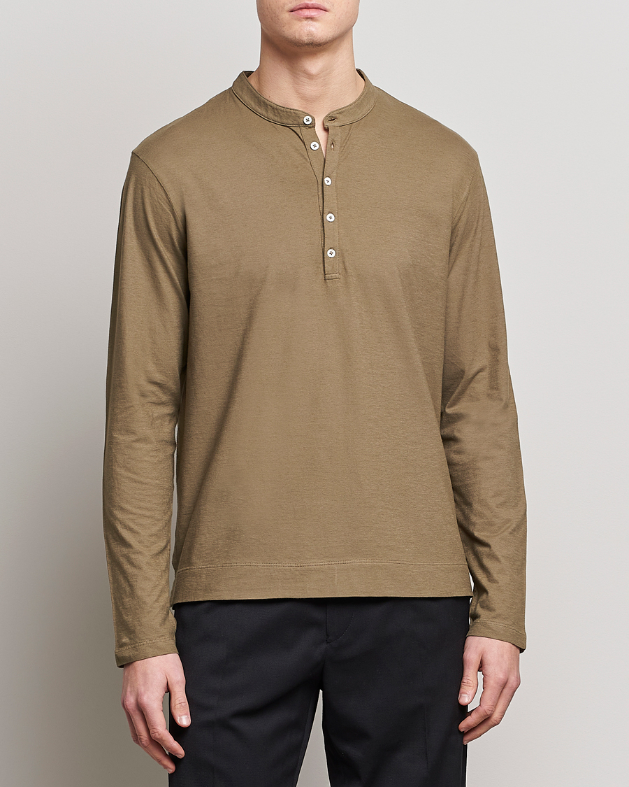 Uomini | Maglieria | Massimo Alba | Hawai Watercolor Henley Green Desert