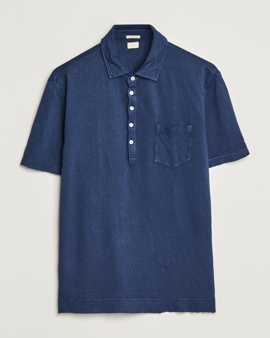 Uomini | Polo | Massimo Alba | Wembley Linen Polo Navy