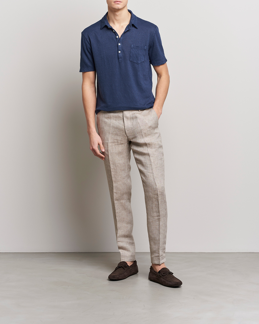 Uomini | Polo | Massimo Alba | Wembley Linen Polo Navy