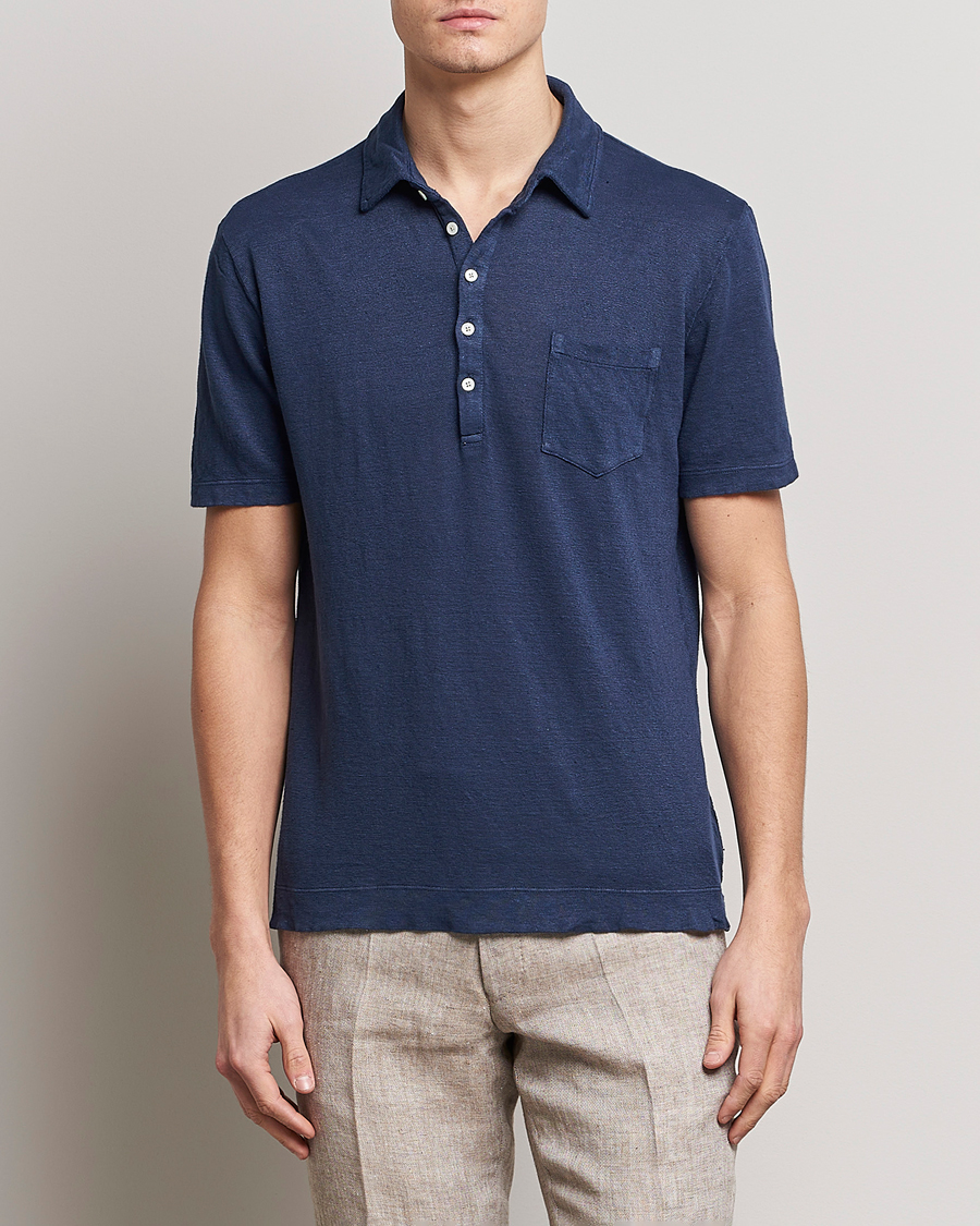 Uomini | Polo | Massimo Alba | Wembley Linen Polo Navy