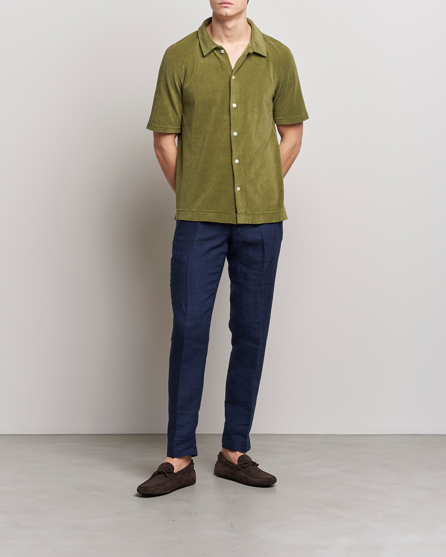 Uomini | Polo | Massimo Alba | Terry Polo Shirt Green Desert