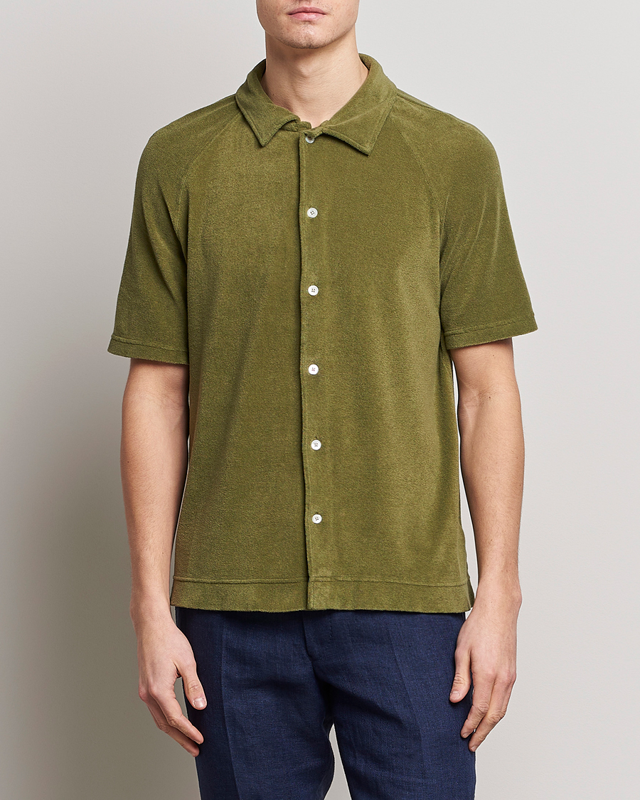 Uomini | Polo | Massimo Alba | Terry Polo Shirt Green Desert