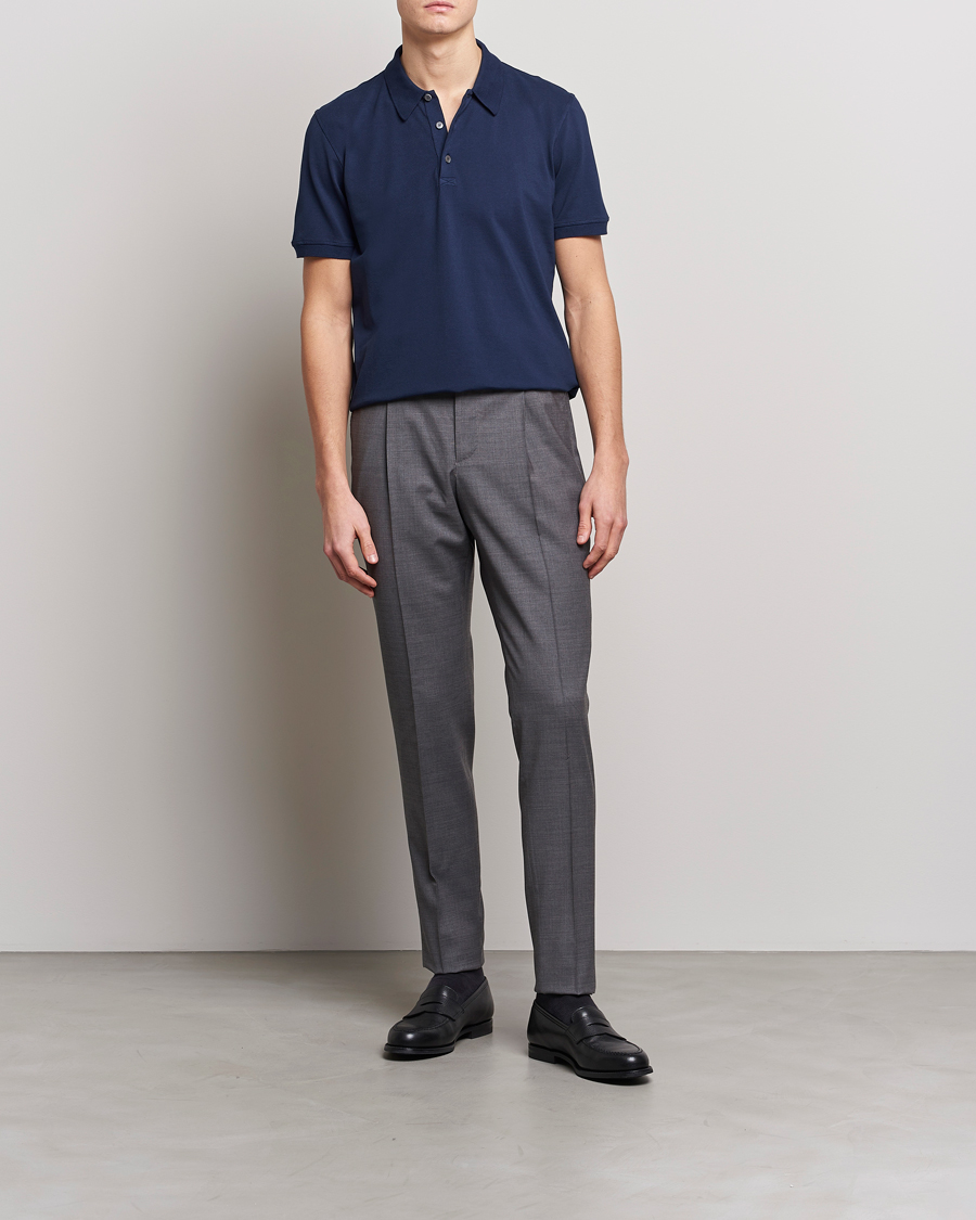 Uomini | Polo | Piacenza Cashmere | Portofino Short Sleeve Polo Navy
