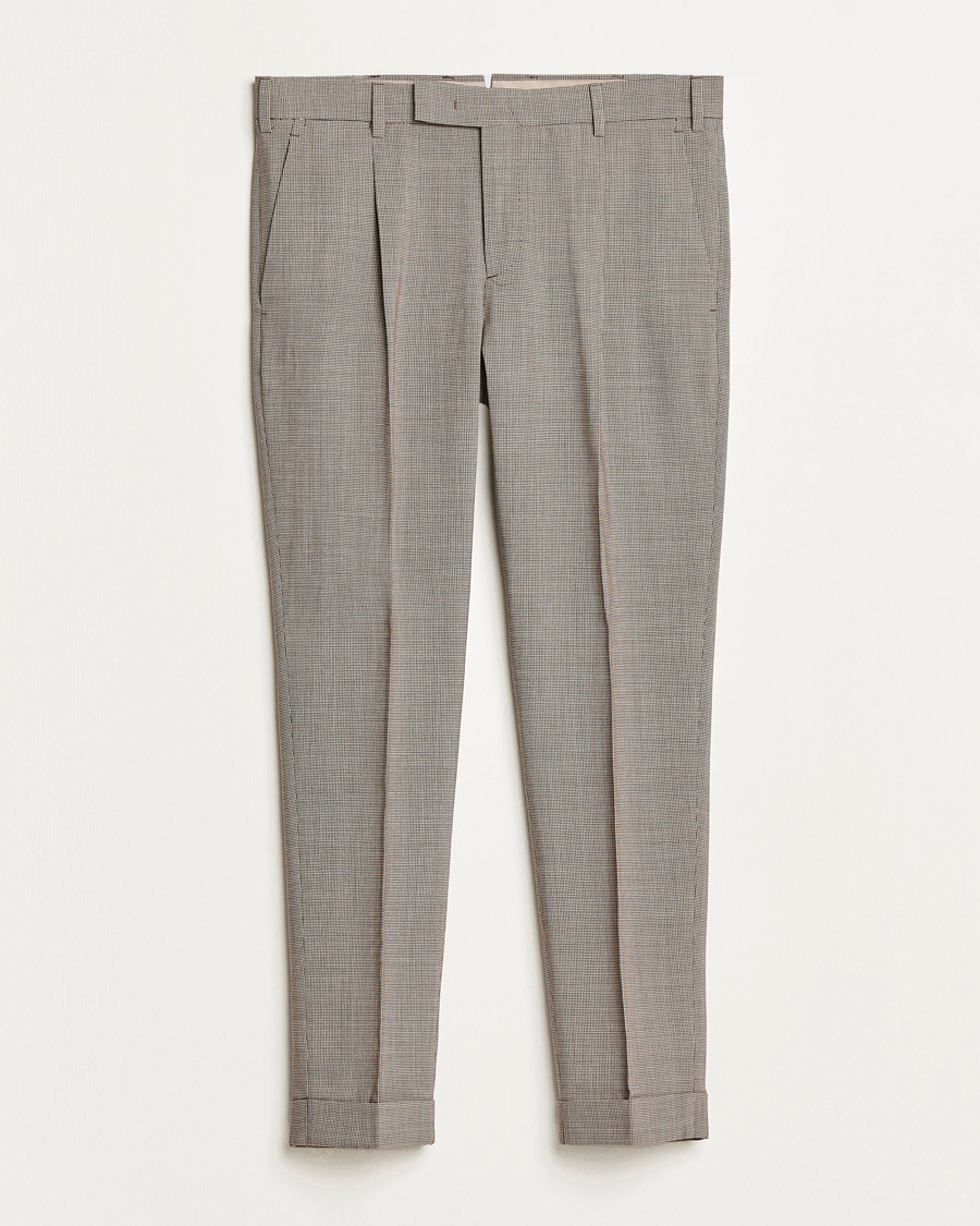 Uomini | Pantaloni | PT01 | Slim Fit Pleated Soft Wool Trousers Beige