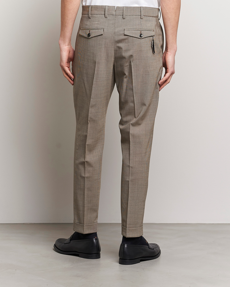 Uomini | Pantaloni | PT01 | Slim Fit Pleated Soft Wool Trousers Beige
