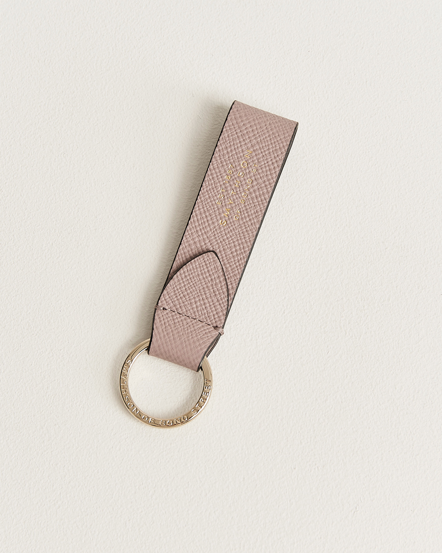 Uomini | Portachiavi | Smythson | Panama Leather Keyring Taupe