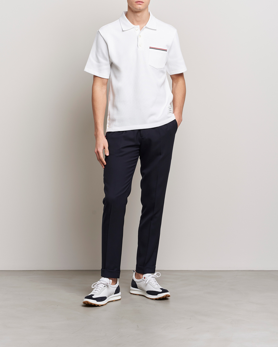Uomini | Polo | Thom Browne | Short Sleeve Pocket Polo White
