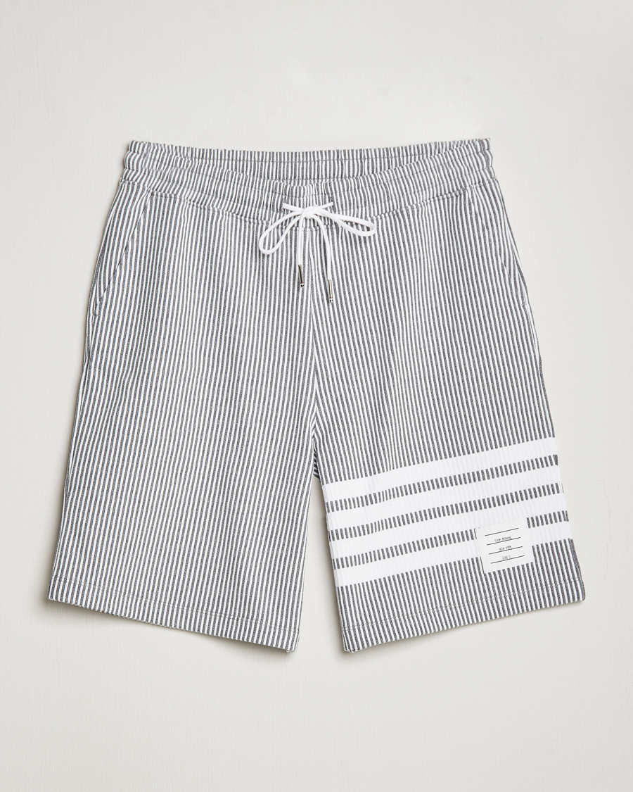 Uomini | Pantaloncini | Thom Browne | Seersucker Loopback Shorts Light Grey