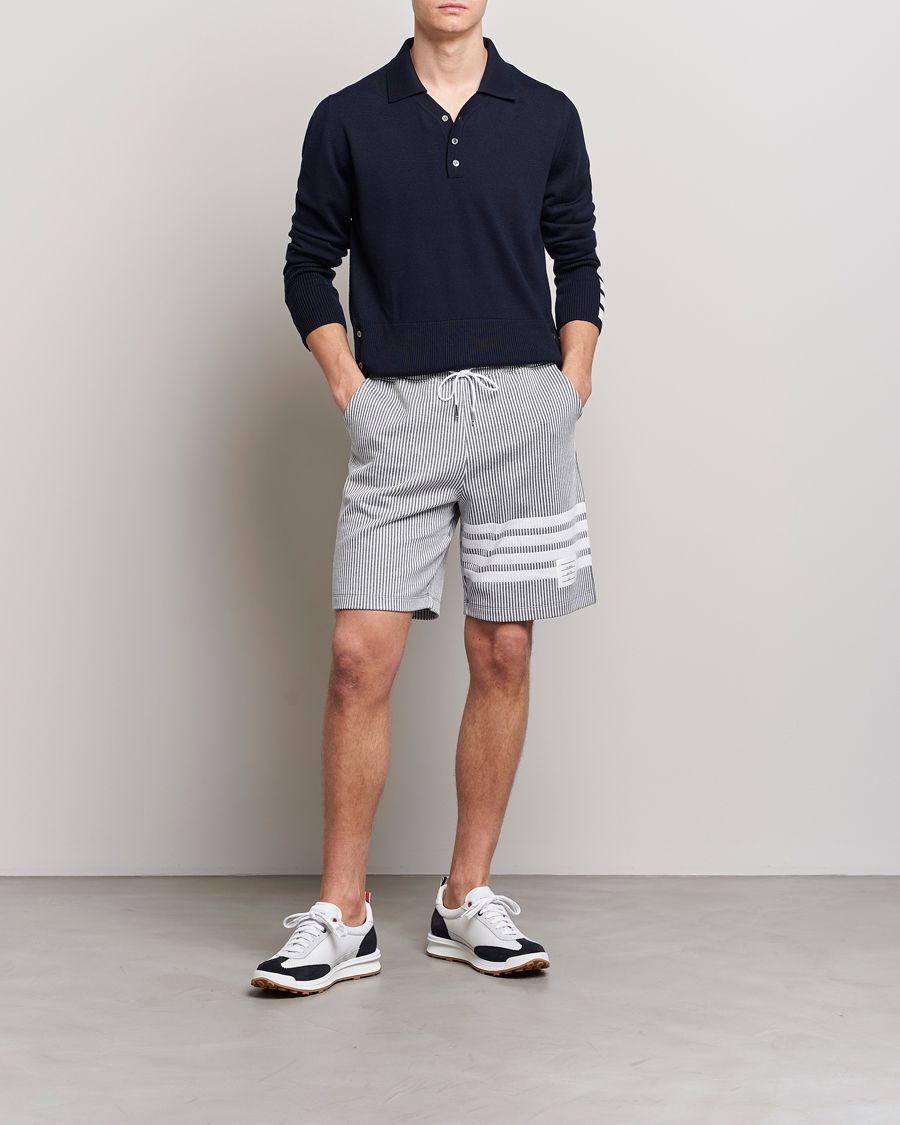 Uomini | Pantaloncini | Thom Browne | Seersucker Loopback Shorts Light Grey