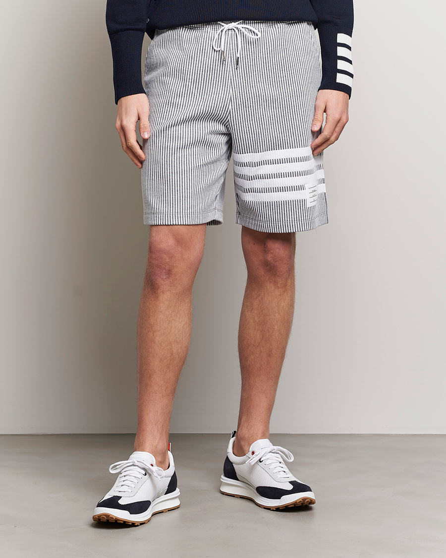 Uomini | Pantaloncini | Thom Browne | Seersucker Loopback Shorts Light Grey