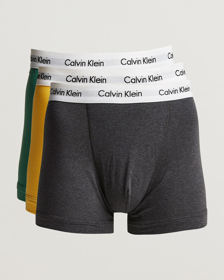 Uomini | Biancheria intima | Calvin Klein | Cotton Stretch Trunk 3-Pack Charcoal/Yellow/Green