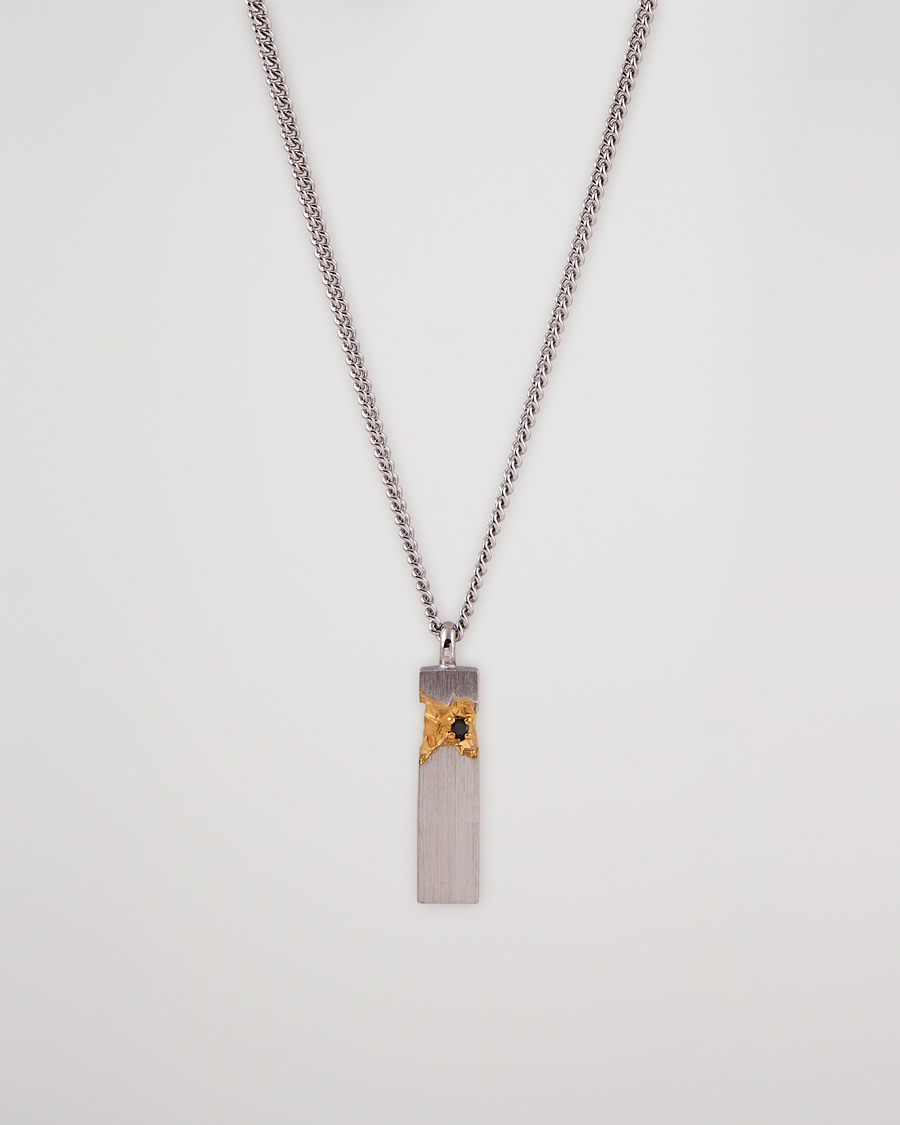 Uomini | Tom Wood Mined Cube Pendant Necklace Silver/Black | Tom Wood | Mined Cube Pendant Necklace Silver/Black
