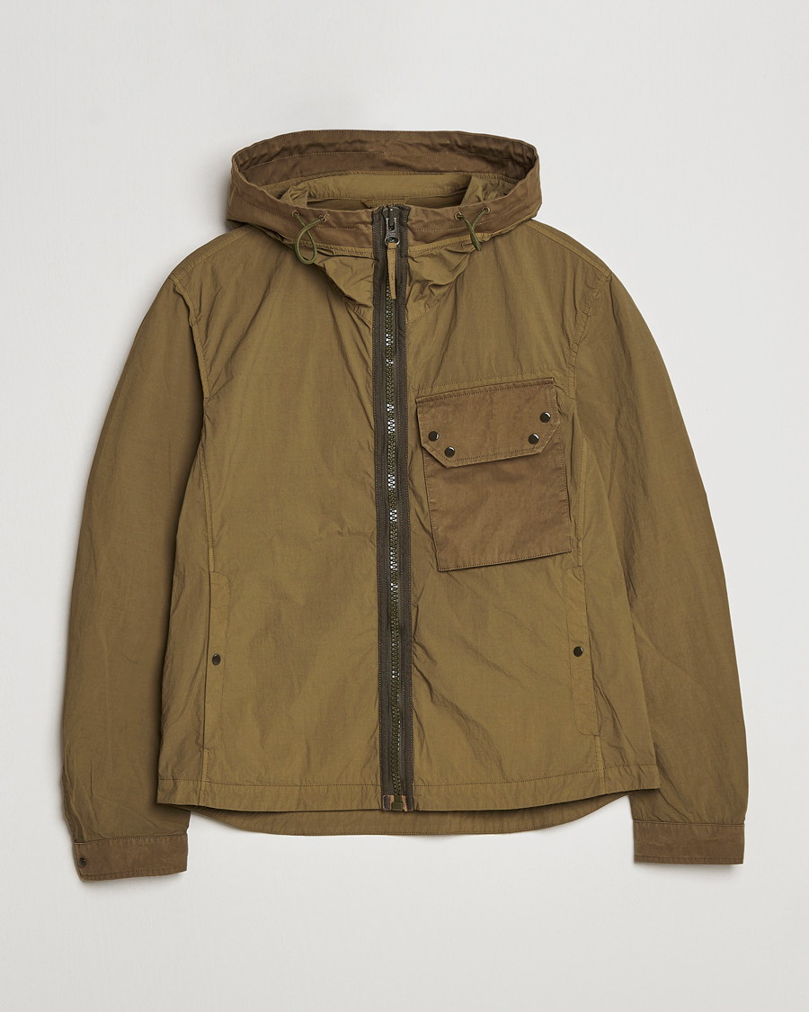 Uomini | Giacche | Ten c | Garment Dyed Nylon Hooded Jacket Olive