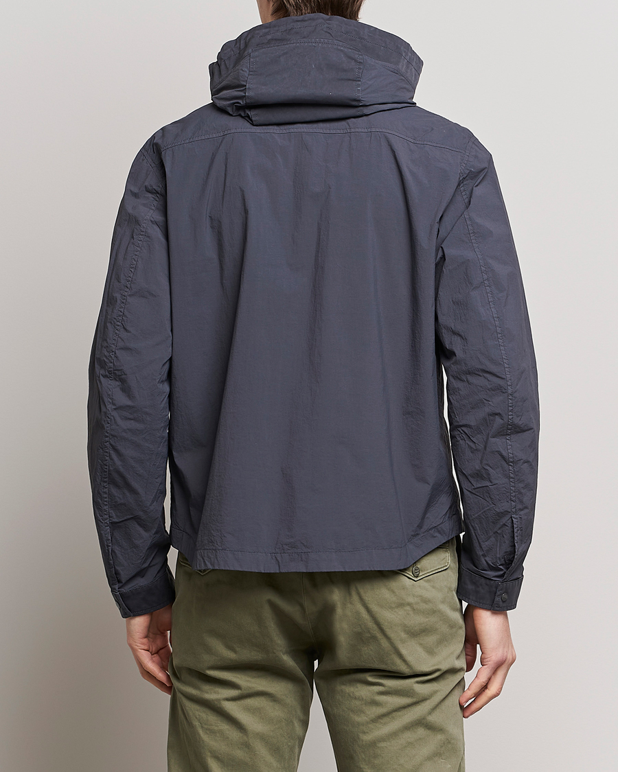 Uomini | Giacche | Ten c | Garment Dyed Nylon Hooded Jacket Blue Grey