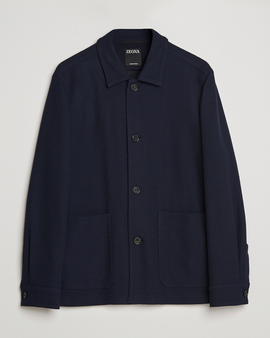 Uomini | Giacche | Zegna | Wool Jersey Chore Jacket Navy