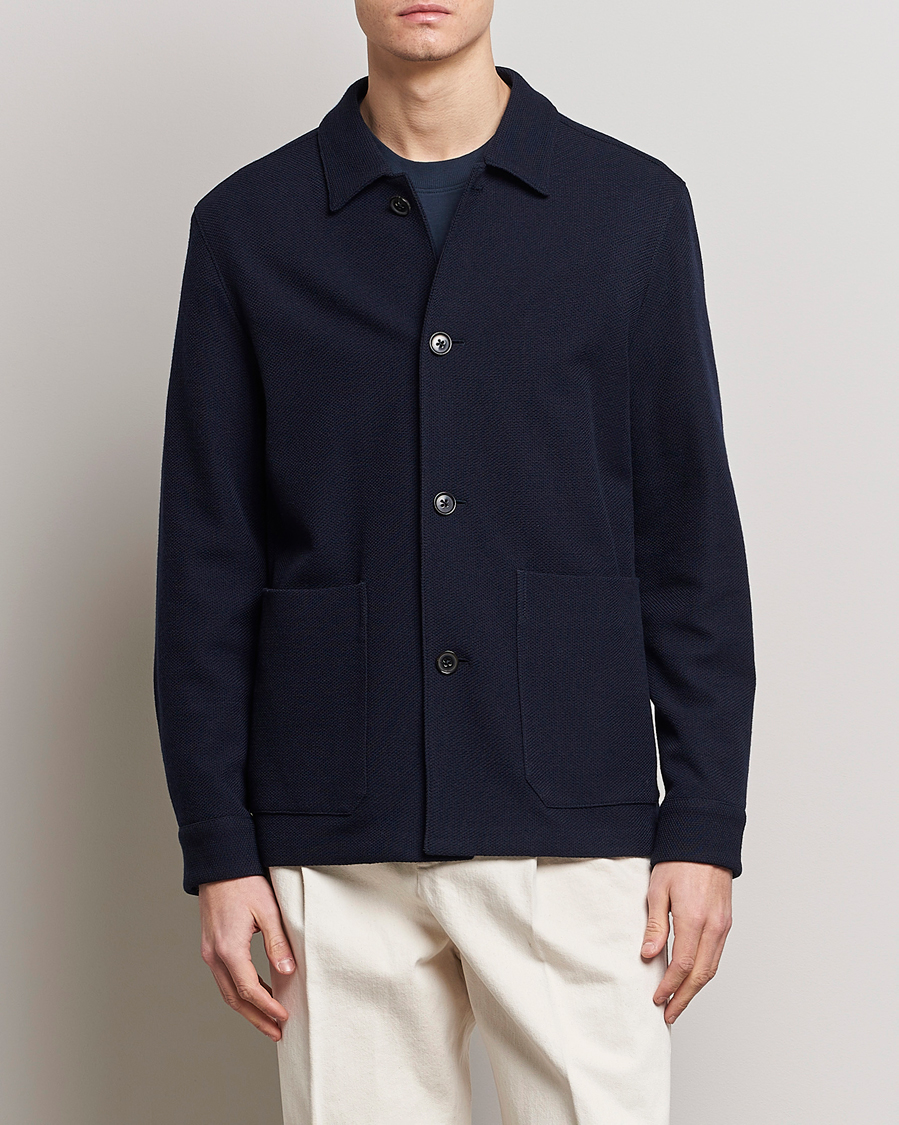 Uomini | Giacche | Zegna | Wool Jersey Chore Jacket Navy