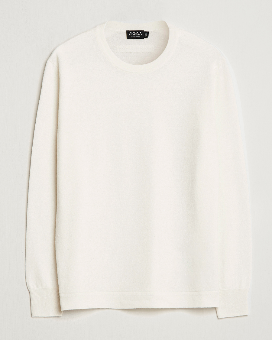 Uomini | Maglieria | Zegna | Oasi Cashmere/Linen Crew Neck Sweater Off White
