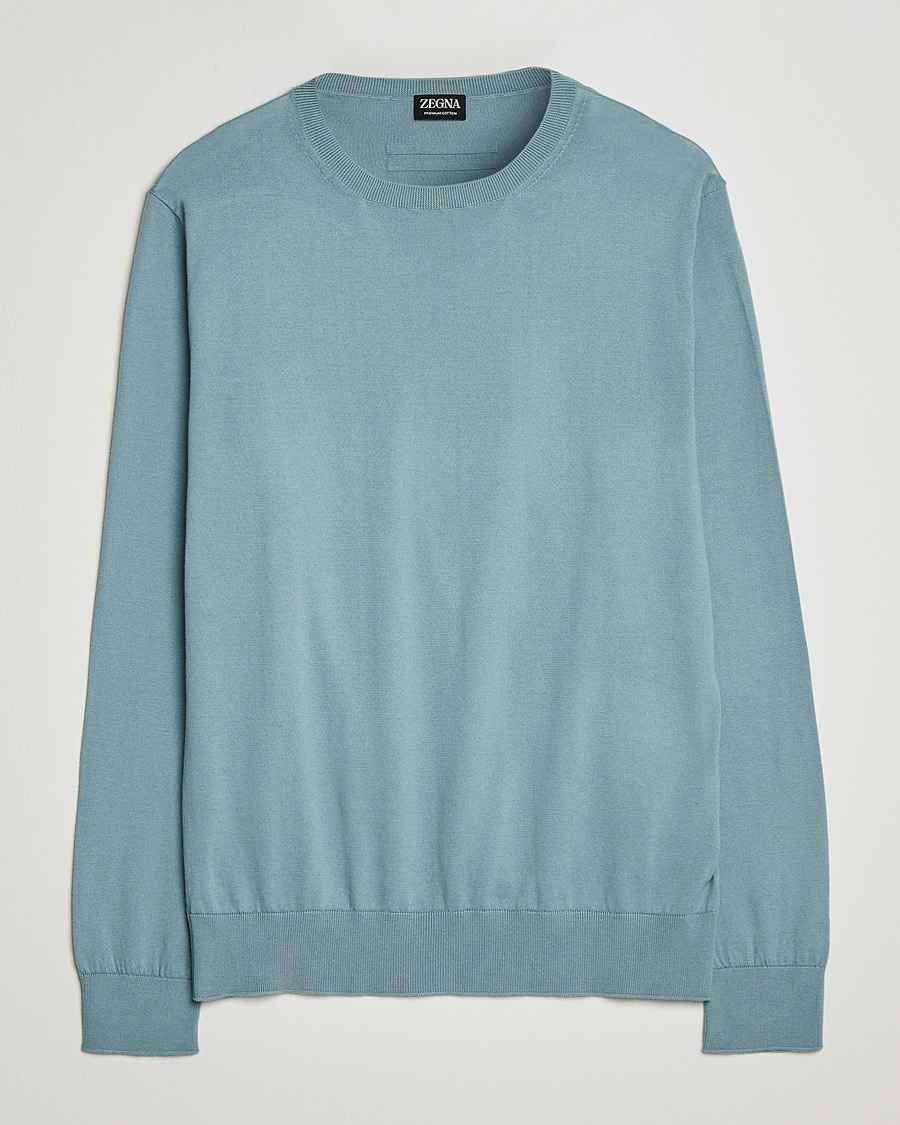 Uomini | Maglieria | Zegna | Premium Cotton Crew Neck Sweater Teal