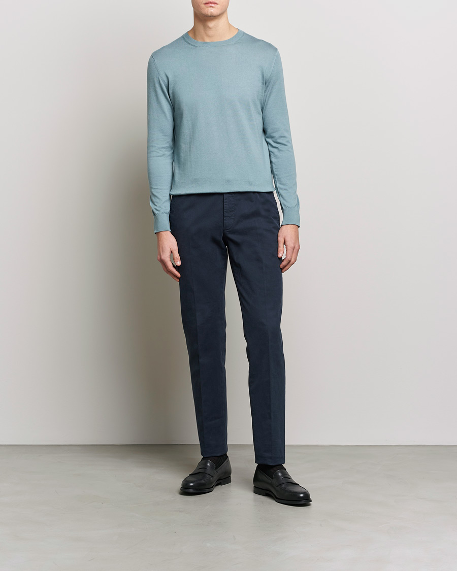 Uomini | Maglieria | Zegna | Premium Cotton Crew Neck Sweater Teal
