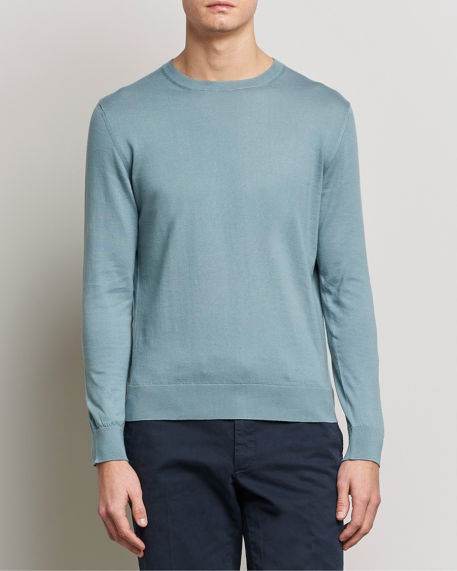 Uomini | Maglieria | Zegna | Premium Cotton Crew Neck Sweater Teal