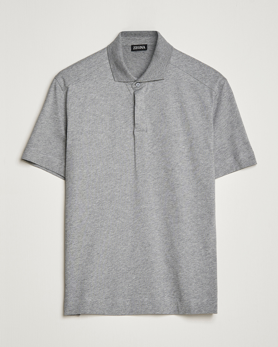 Uomini | Polo | Zegna | Cotton Jersey Polo Grey Melange