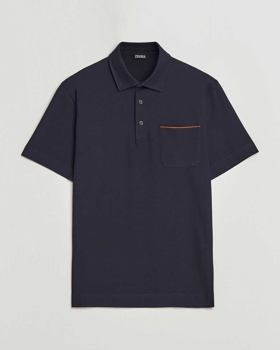 Uomini | Polo | Zegna | Short Sleeve Pocket Polo Navy