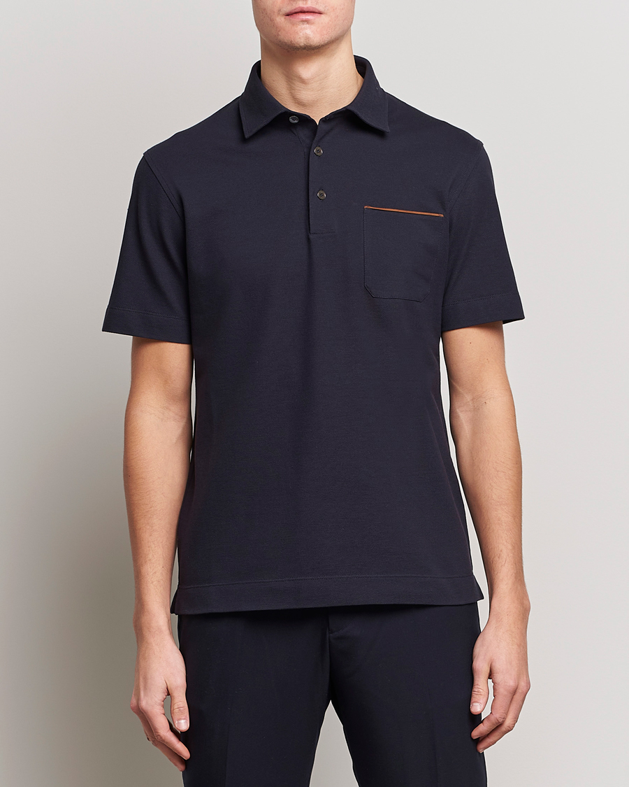 Uomini | Polo | Zegna | Short Sleeve Pocket Polo Navy
