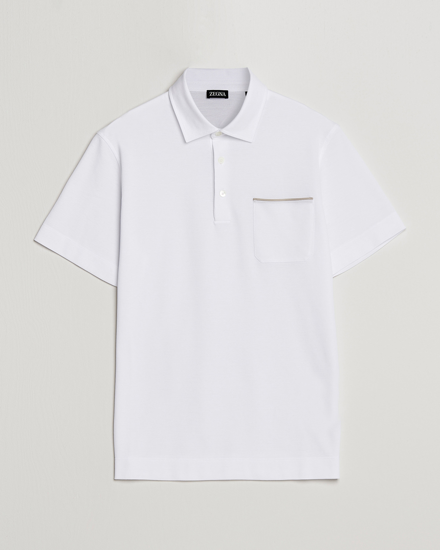 Uomini | Polo | Zegna | Short Sleeve Pocket Polo White