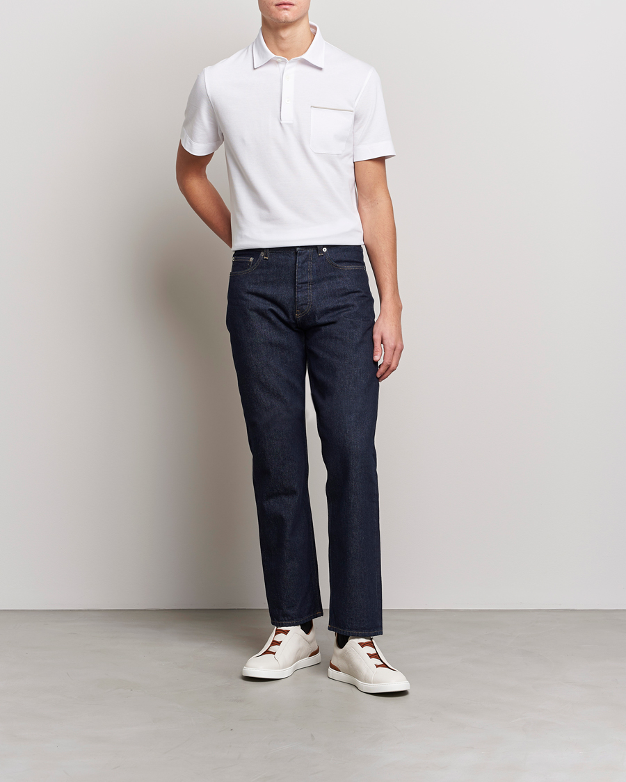 Uomini | Polo | Zegna | Short Sleeve Pocket Polo White