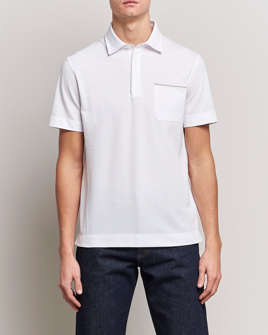 Uomini | Polo | Zegna | Short Sleeve Pocket Polo White