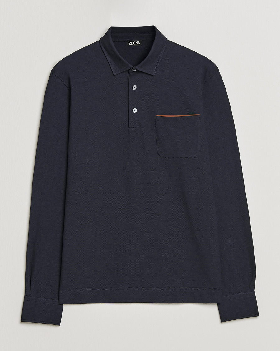 Uomini | Maglieria | Zegna | Long Sleeve Pocket Polo Navy