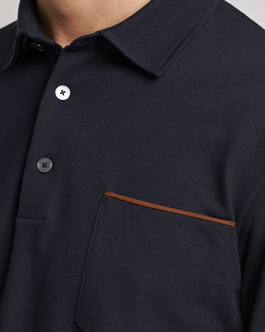 Uomini | Maglieria | Zegna | Long Sleeve Pocket Polo Navy