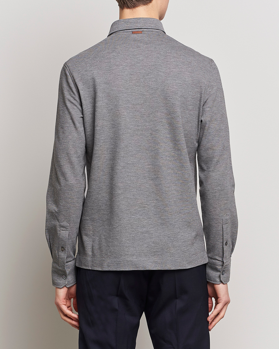Uomini | Maglieria | Zegna | Long Sleeve Pocket Polo Heather Grey