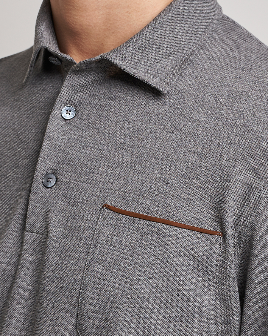 Uomini | Maglieria | Zegna | Long Sleeve Pocket Polo Heather Grey