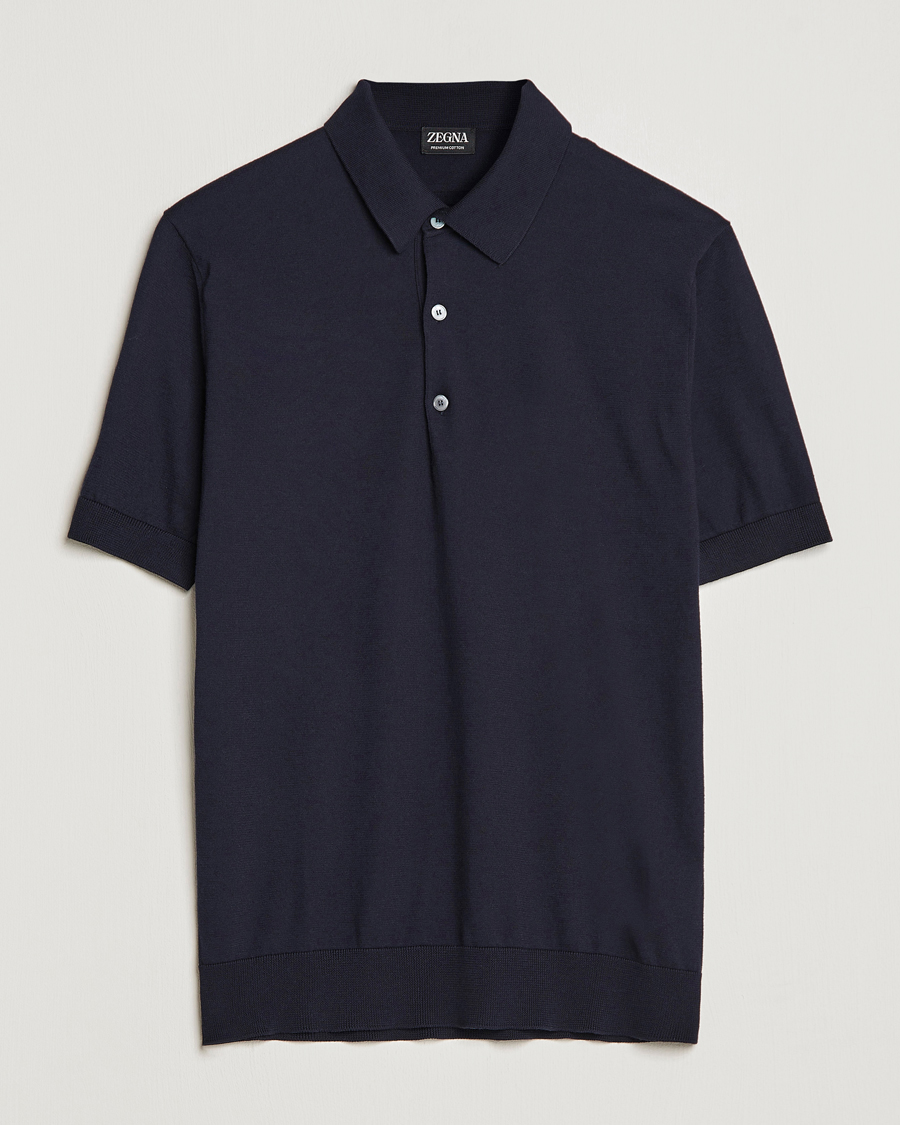 Uomini | Polo | Zegna | Premium Cotton Knitted Polo Navy