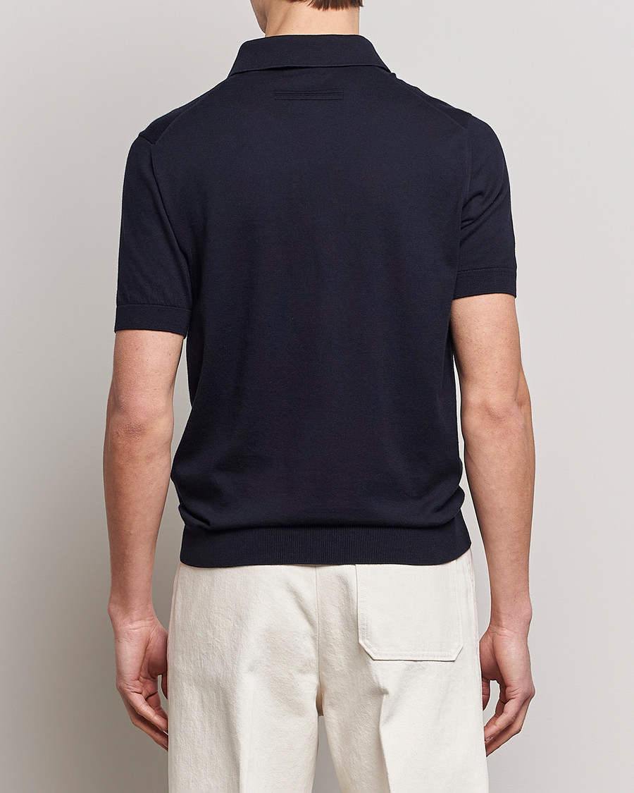 Uomini | Polo | Zegna | Premium Cotton Knitted Polo Navy