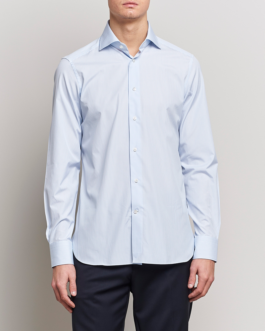 Uomini | Camicie | Zegna | Slim Fit Striped Dress Shirt Light Blue