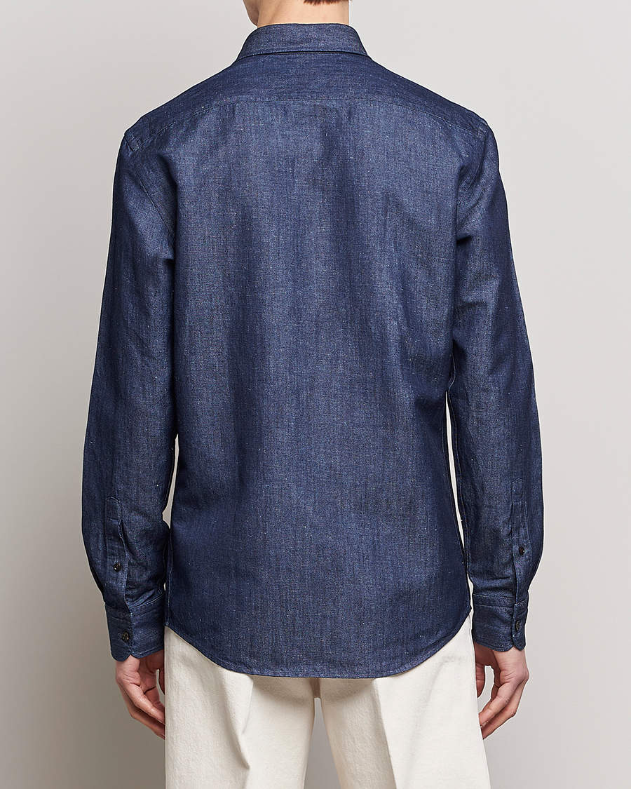 Uomini | Camicie | Zegna | Cotton/Linen Denim Shirt Dark Wash