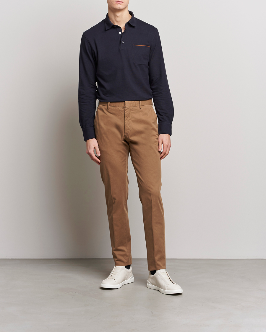 Uomini | Pantaloni | Zegna | Slim Fit Premium Cotton Chinos Khaki