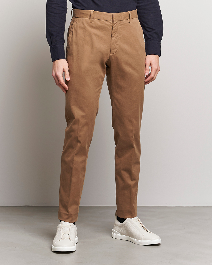 Uomini | Pantaloni | Zegna | Slim Fit Premium Cotton Chinos Khaki